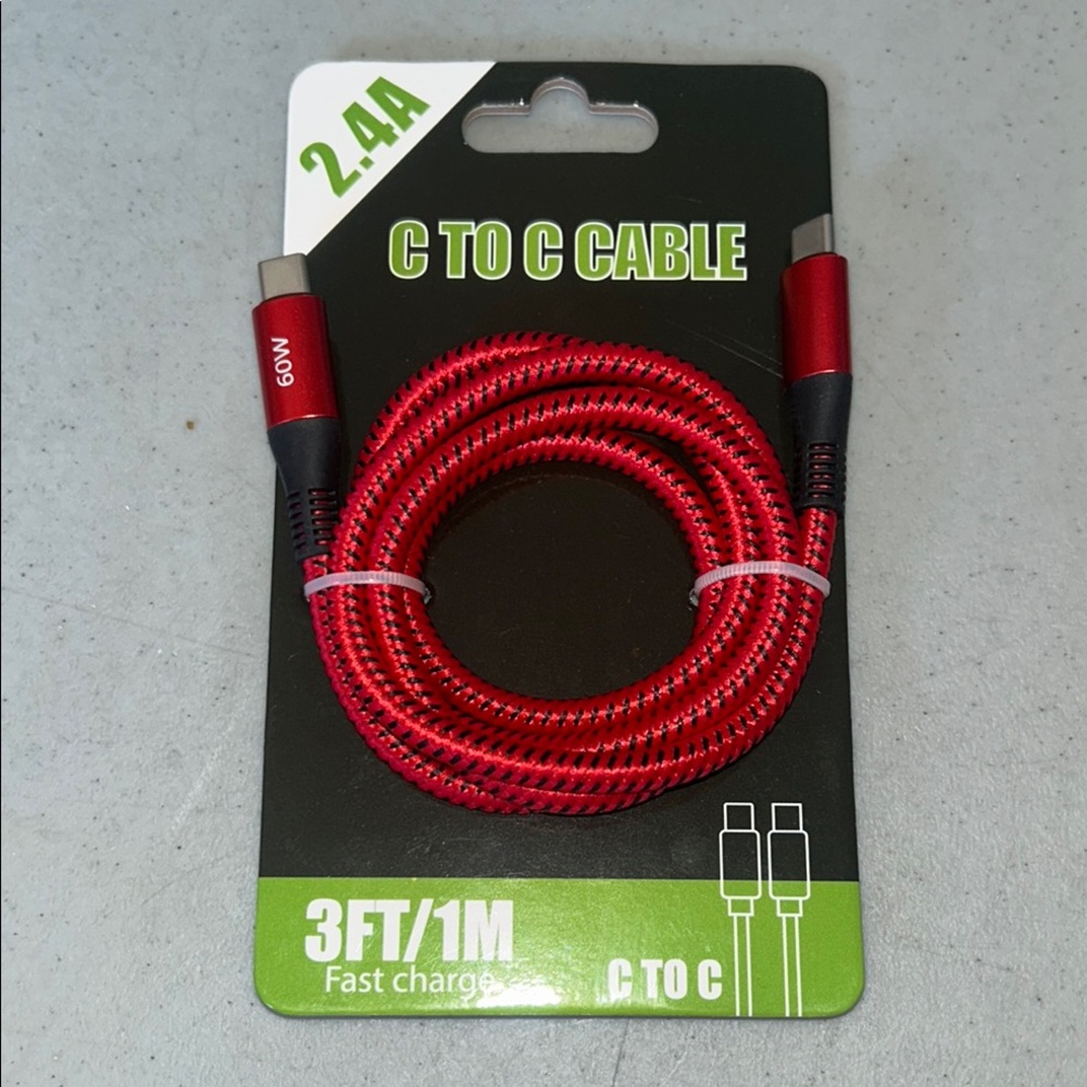 Red USB-C to USB-C Fast Charging Cable